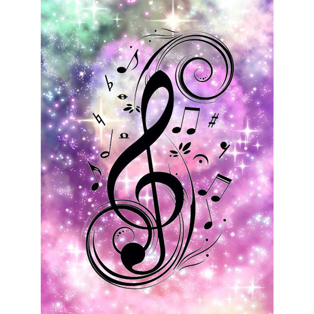 DIY 5D Diamond Painting Kits for Adults,Diamond Art Full Drill Embroidery Arts Craft, Colorful Musical Notation Painting by Number Rhinestone Pasted for Home Wall Décor, 11.8x15.7in