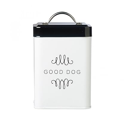Amici Pet Pet Treat Collection, A7CDI016R, Sparky Good Dog Metal Storage Canister, 36 oz, White