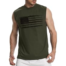 H HYFOL Tank for Men Cotton American Flag Graphic Shirts Patriotic Crewneck Sleeveless Tank Top Shirt