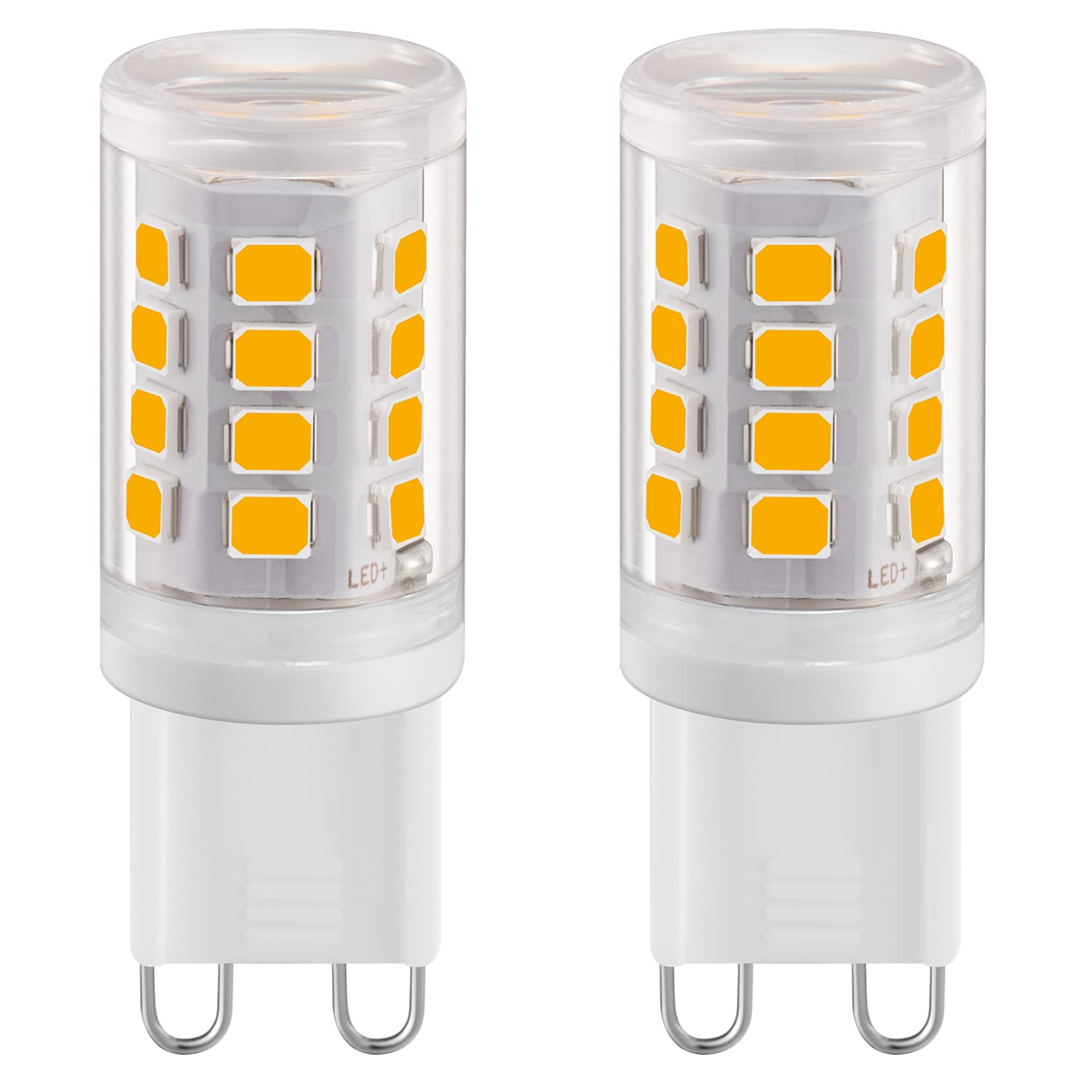 Euxper G9 LED Light Bulbs, 2W Warm White 2700K, Not Dimmable, 28W Halogen Equivalent, Corn Light for Home Lighting, Non-Flicker, AC 220-240V, 360° Beam Angle, 2 Pack [Energy Class E]