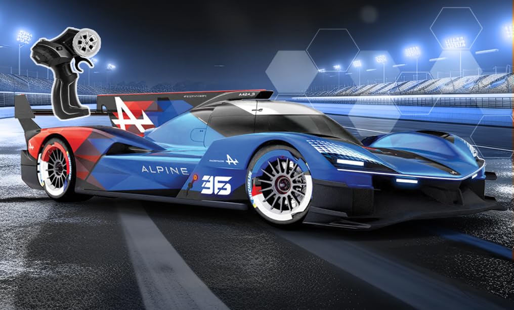 TURBO CHALLENGE - Alpine A424 Hypercar - Oficjalna Licencja - 099235 - Samochód zdalnie sterowany - Niebieski - 1/16 - Gotowy do jazdy - Plastik - Zabawka dla dziecka - Oficjalna Licencja - Od 6 lat