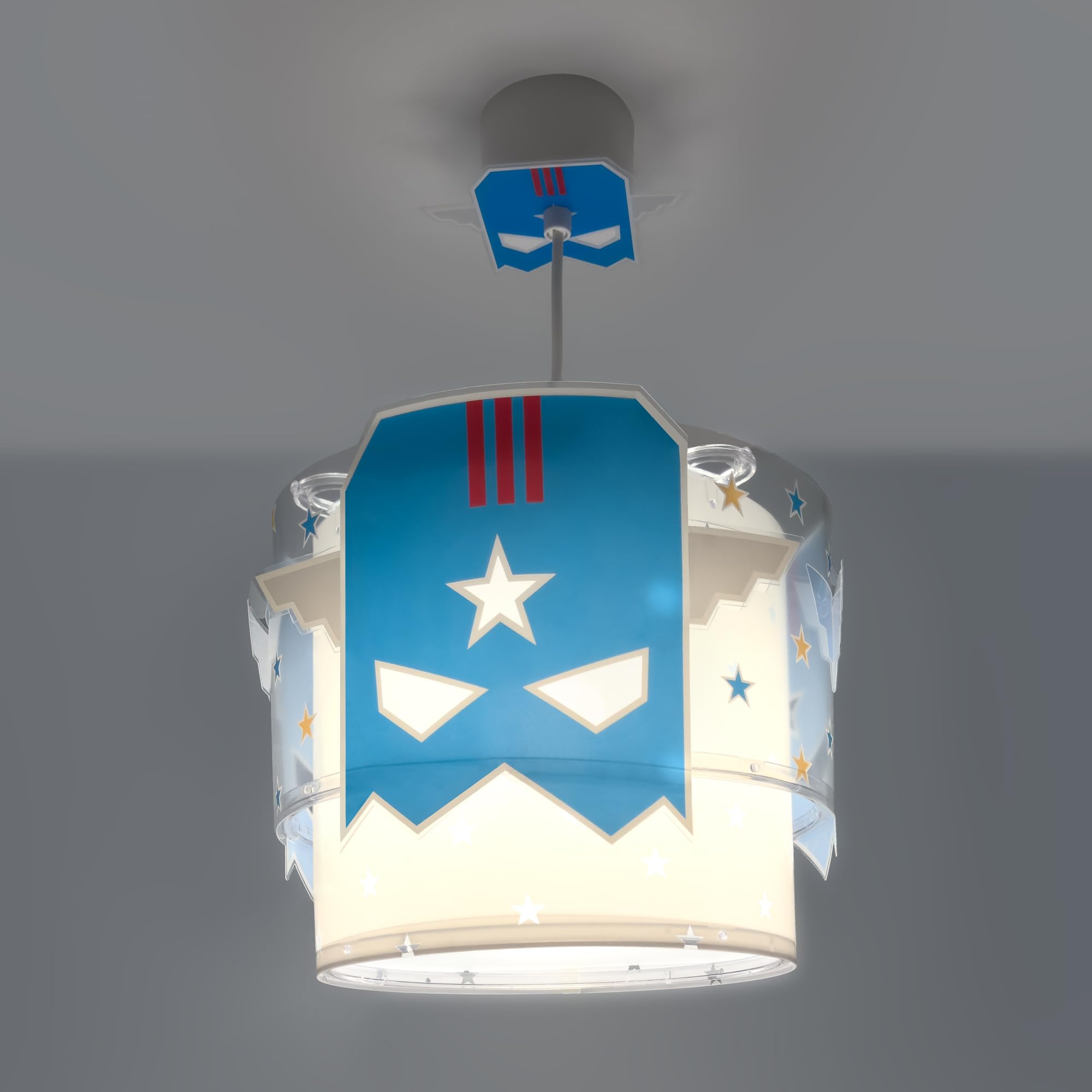 Dalber Lampe kinderzimmer, kinderlampe Pendelleuchte Hängelampe, Deckenleuchte Kinder, Deckenlampe kinderzimmer, Blue Hero Superheld