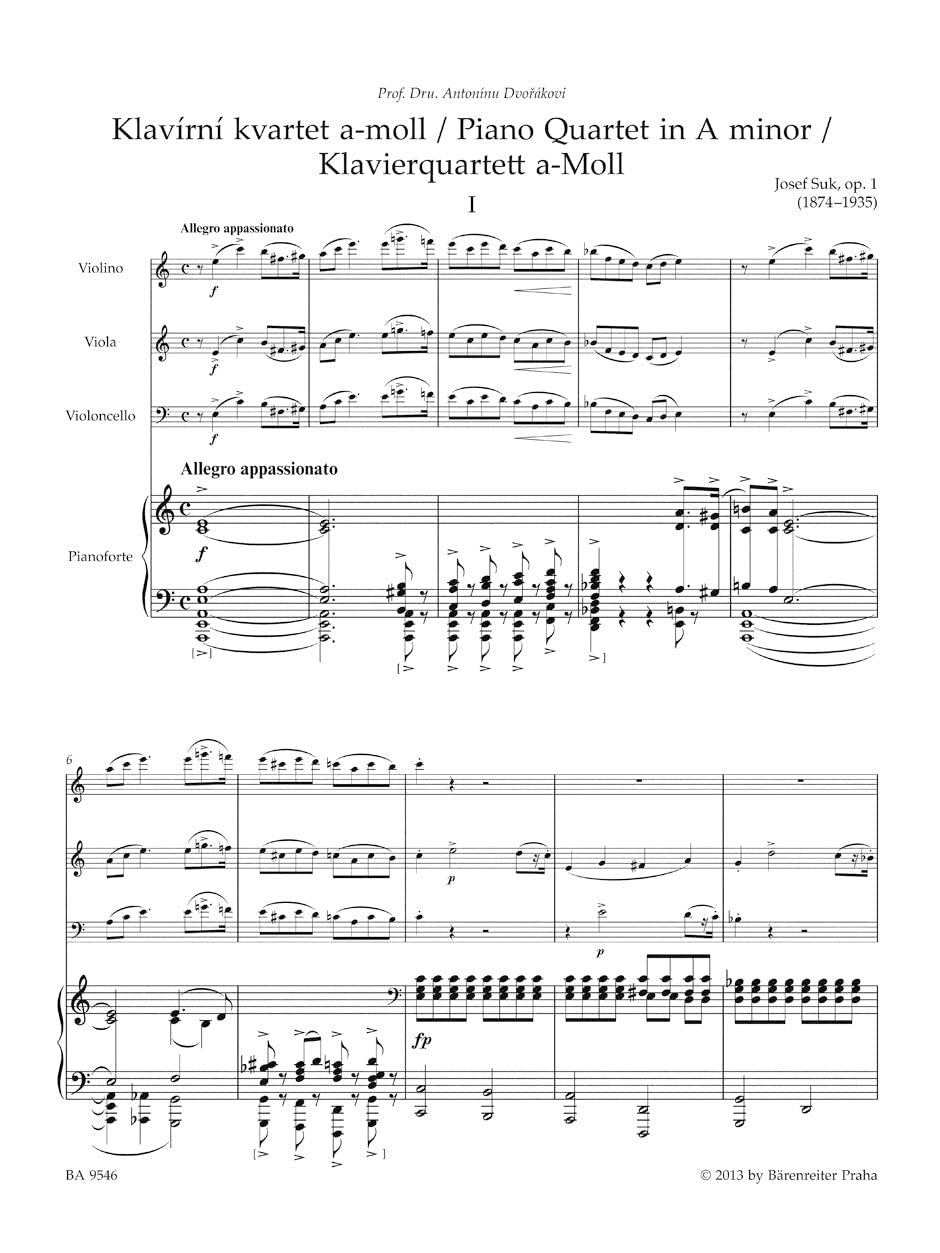 Klavierquartett a-Moll op. 1. Partitur mit Stimmen