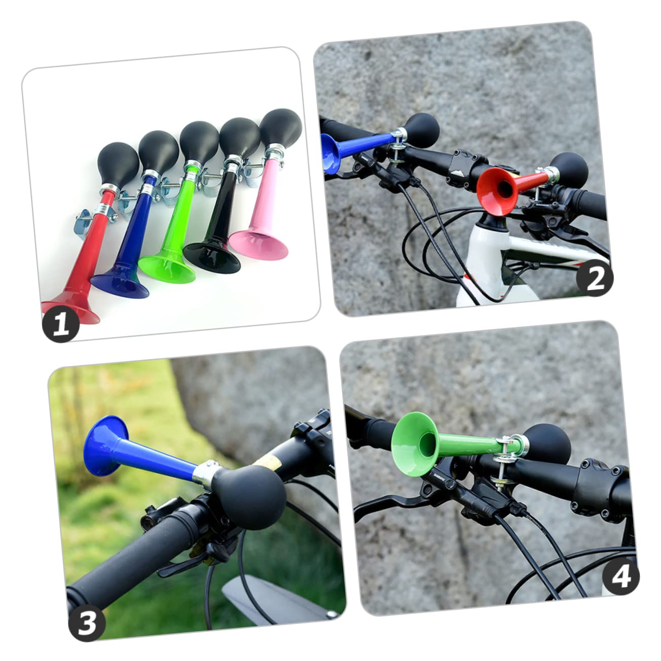 WOONEKY Lot De 4 Sonnettes De Vélo Multifonctions pour Adultes Portables Accessoires De Guidon 3 Pièces X 4