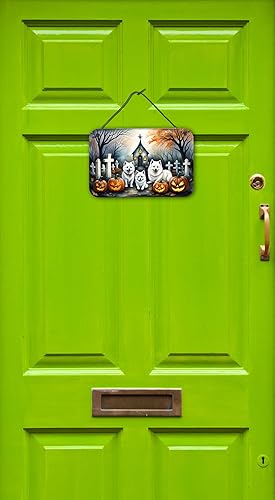 Miniatura 10 de Caroline's Treasures DAC2015DS812 Black Labrador Retriever Spooky Halloween Wall or Door Hanging Prints Letrero de metal de aluminio para cocina,