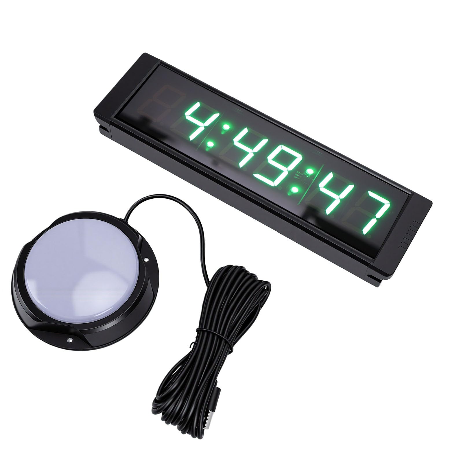 Reloj Temporizador de Gimnasio con Botón de Inicio y Parada, Temporizador de Alarma de Timbre de 6 Dígitos, Reloj de Pared Digital 12/24 Horas, Intervalo, Cronómetro, Cuenta Regresiva, para