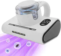Aspirador de Pó Antiácaro Portátil, 500ml, Filtragem Dupla, Luz UV, Escova Rotativa, Visor Digital, 300W, 220V
