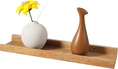 Recogwood Estantes flotantes montados en la pared, estantes de pared de 16 pulgadas para decoración y almacenamiento, estante de madera de roble