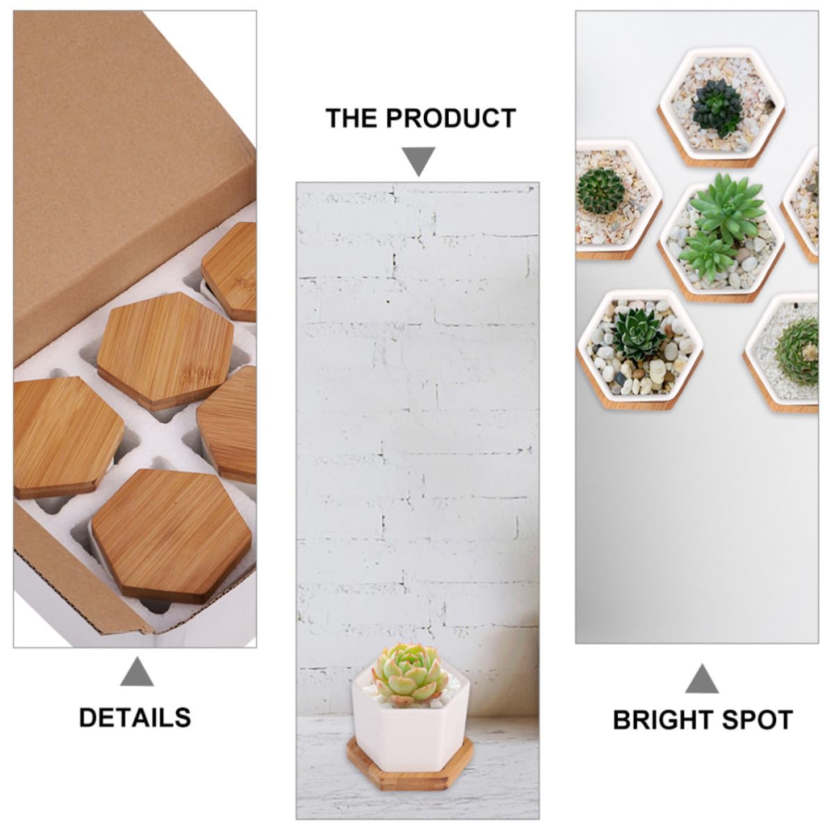 SHINEOFI 24 Piezas Macetas Decorativas Hexagonales de Cerámica
