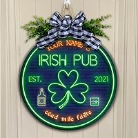 Vista 8 de Artsy Woodsy Decoración del día de San Patricio, letrero de madera de pub irlandés personalizado (no tallado real), accesorios de placa de arte