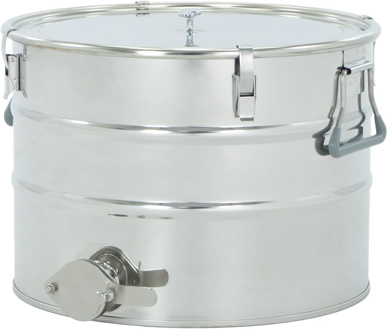 LYSON Abfüllbehälter 30l (ca. 40 kg) für Honig Abfülleimer mit rostfreiem Quetschhahn Edelstahl 6/4" Absetzbehälter zum Honigaufbewaren Abfüllkübel mit Deckel, Griffen, Halterungen und Dichtung