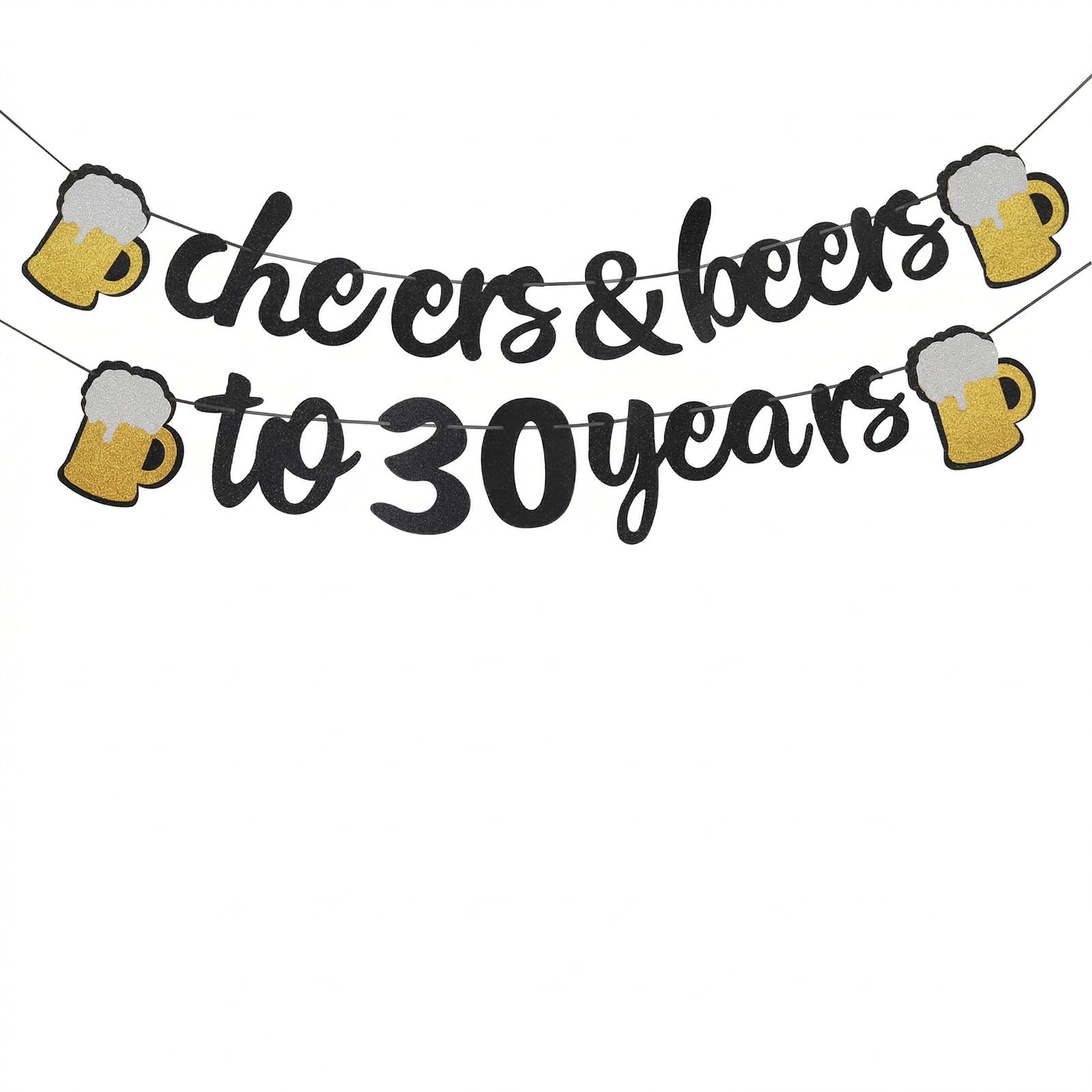 Happy 30th Birthday Banner –Funny 30th Birthday Party Decorations-Cheers&Beers Banner for Women and Men (Age 30)