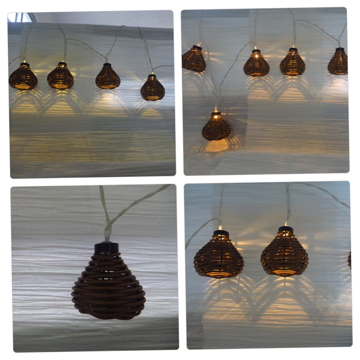 Lichterkette aus Rattanimitat mit 10 Leds Flexible und Multifunktionale Dekorative Beleuchtung für Innen und Außen für Hochzeiten und Feiertage