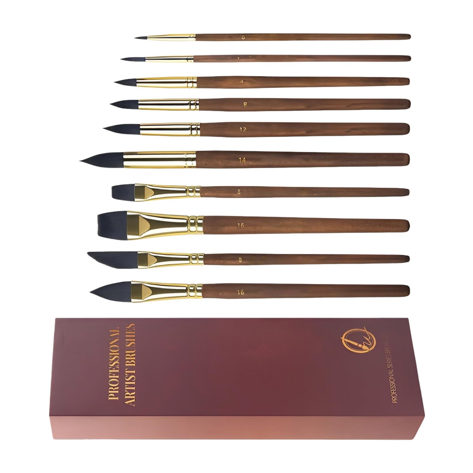 10Pcs Wooden Handle Watercolor Brushes Professional Synthetic Bristles Brush for Sketching Painting Art Illustrations Synthetic Brush