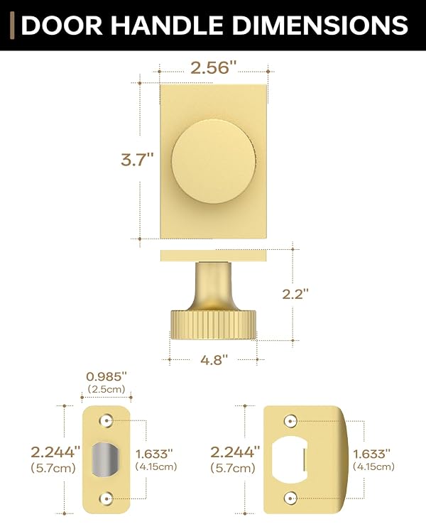 Amerdeco 1 Pack Brushed Gold Passage Interior Door Knobs by Amerdeco - Used condition - Image 2