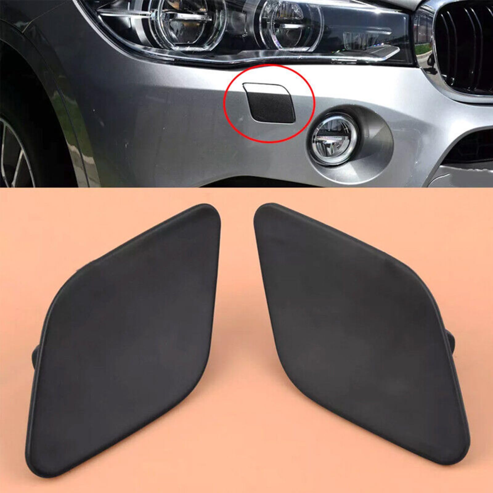 Toiumops Ugello Tappo per BMW E70 E71 E72 X6 2008-2014, 1 Paio di Copri ugelli lavafari Sinistro Destro 51657052427, 51657052428