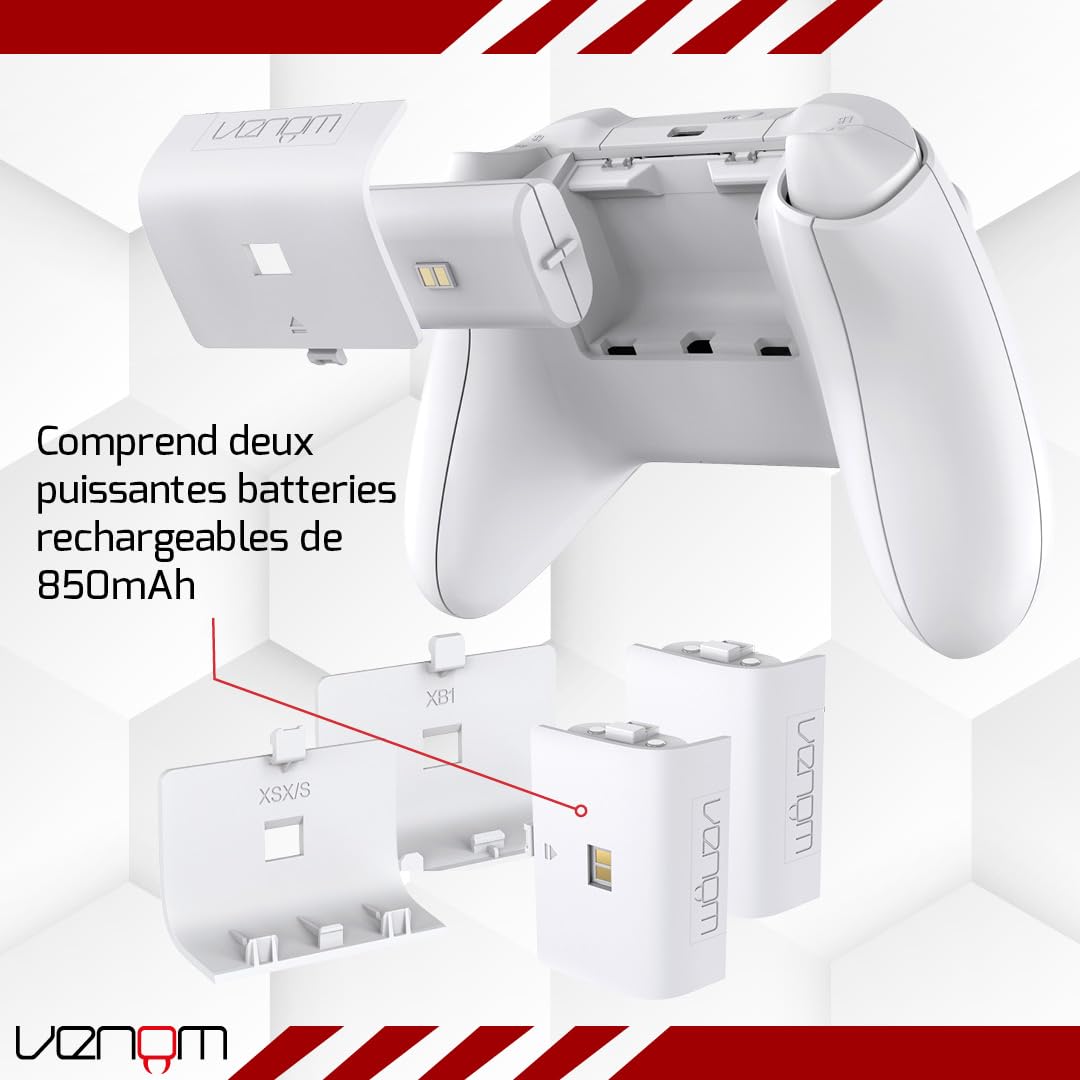 Venom Twin Charging Dock with 2 x Rechargeable Battery Packs - White (Xbox Series X & S/Xbox One)