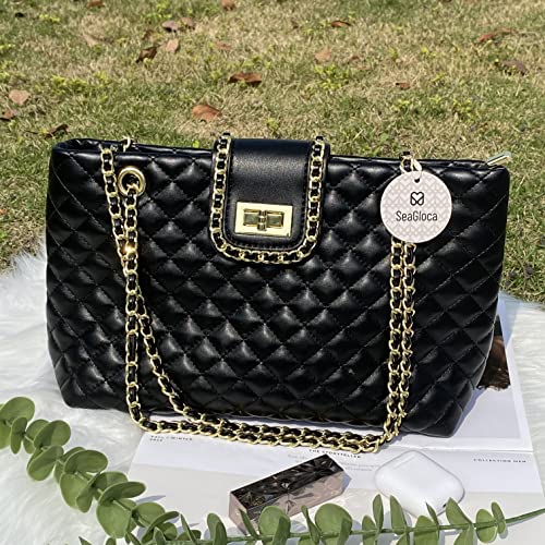 Bolso tote grande acolchado para mujer doble correa miniatura 4