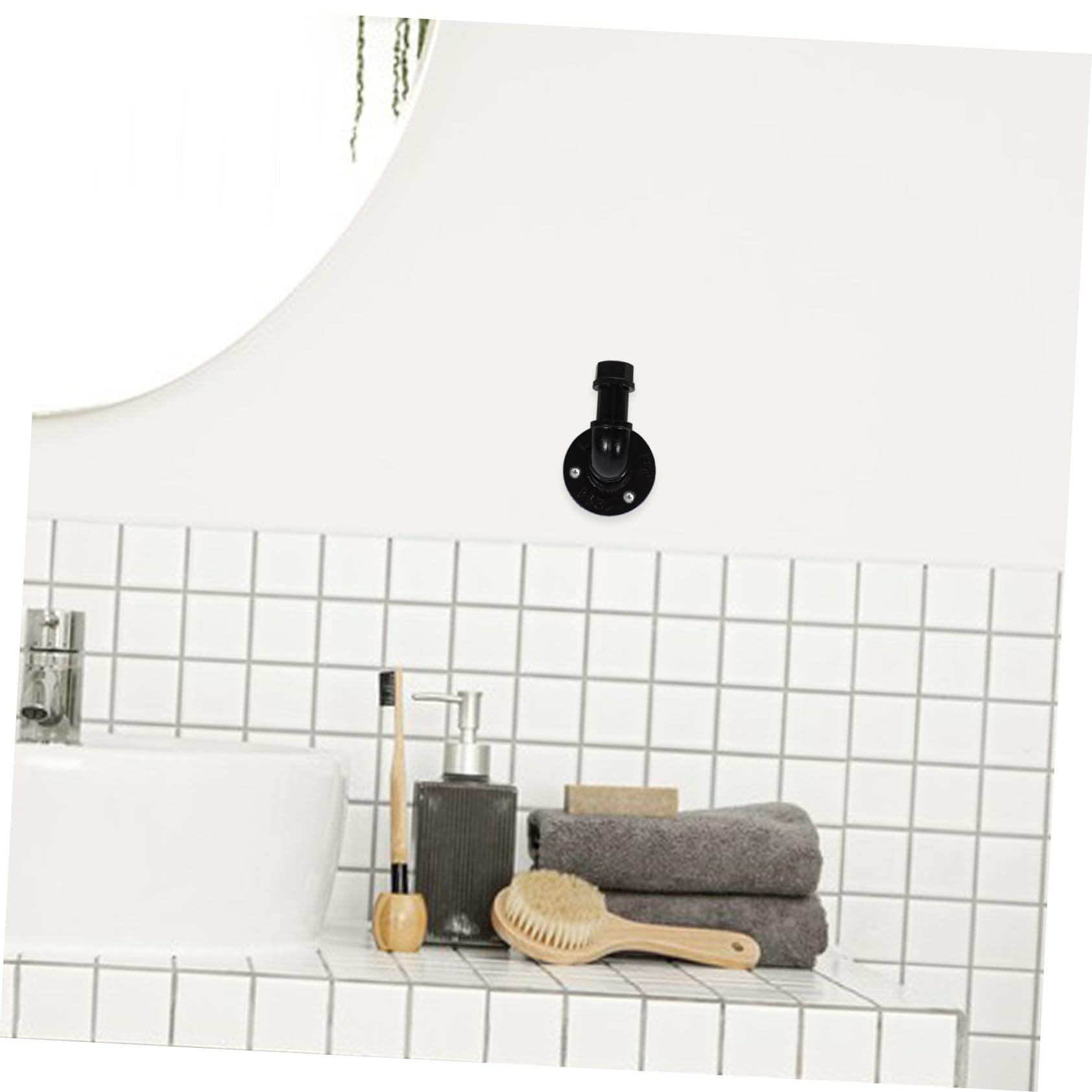 HOMSFOU Crochet Décoratif en Fer Noir Style Industriel, Lot de 4