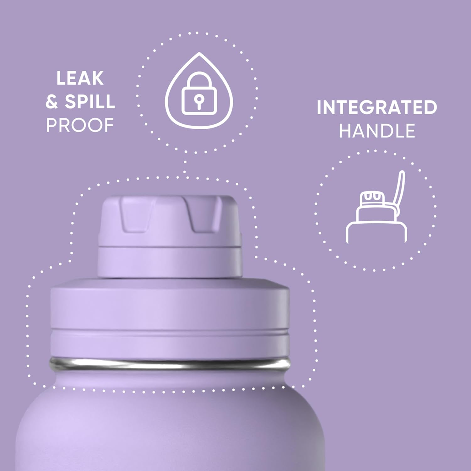 Hydrapeak 32oz Sport Insulated Water Bottle with Straw & Chug Lid, Leak & Spill Proof, Keeps Drinks Cold for 24 Hours, Hot for 12 Hours, Premium Stainless Steel Water Bottles (32oz, Digital Lavender) - Image 2