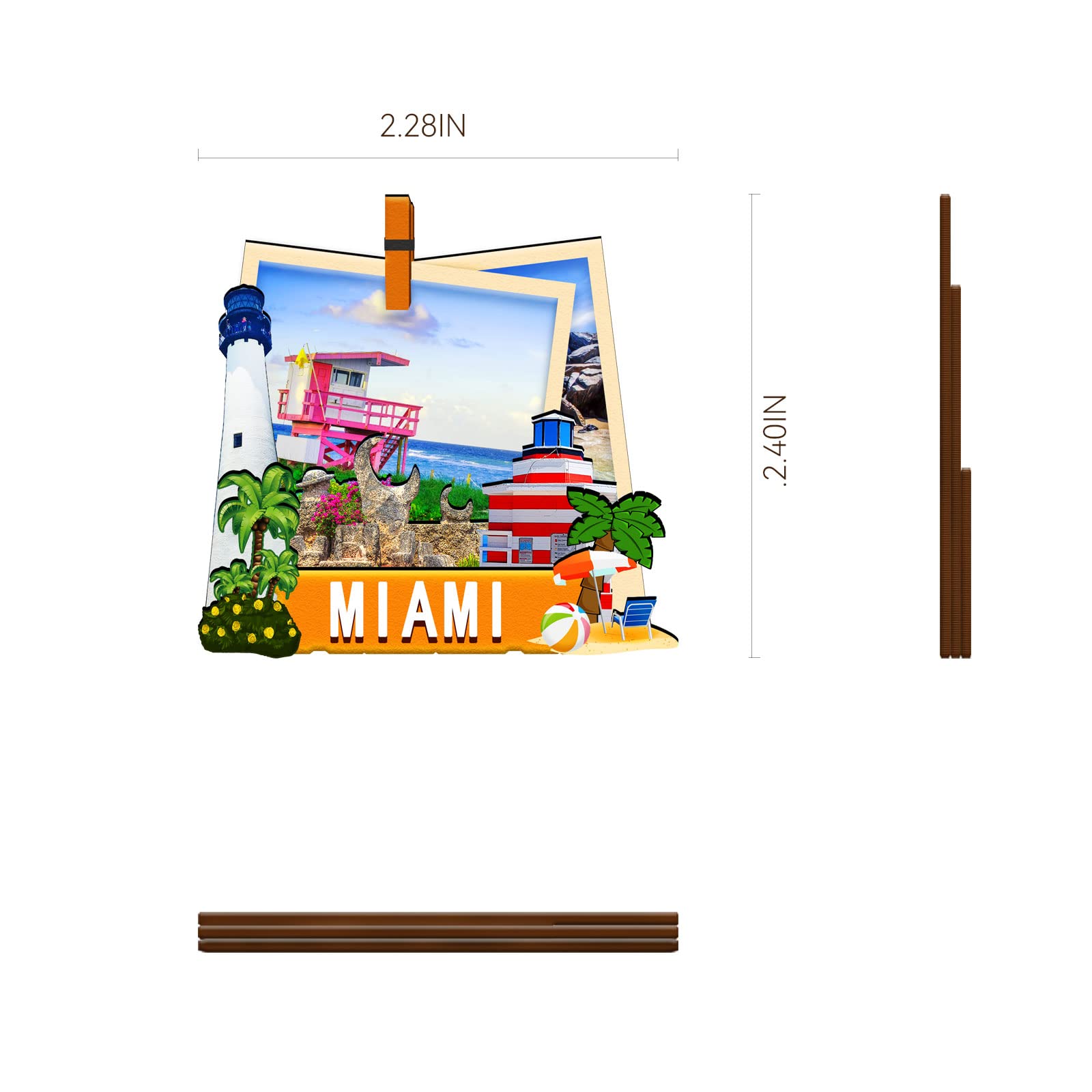 USA Miami 3D Wooden Fridge Magnets - Handmade Travel Souvenir & Decor - View #12