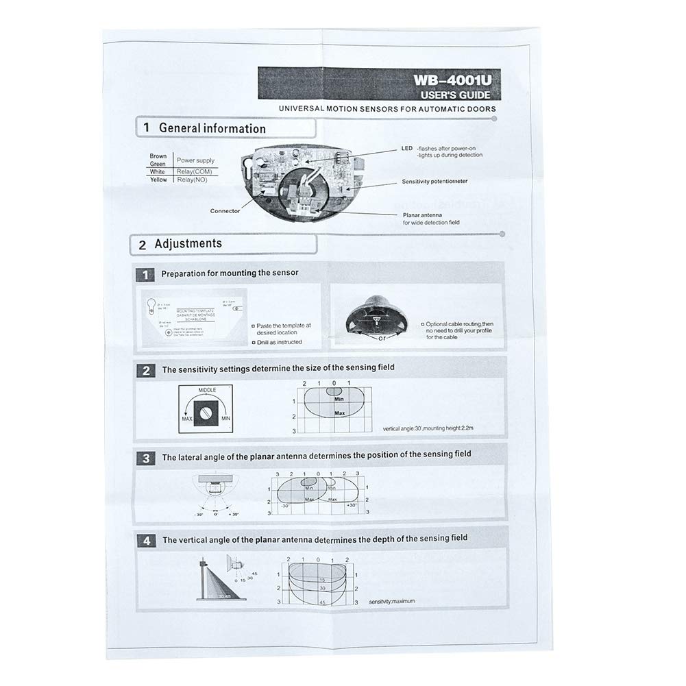 Detector de Movimiento por Microondas 24.125Ghz, Sensor de Puerta Automática 12-24V para Puertas, Ascensores, Supermercados