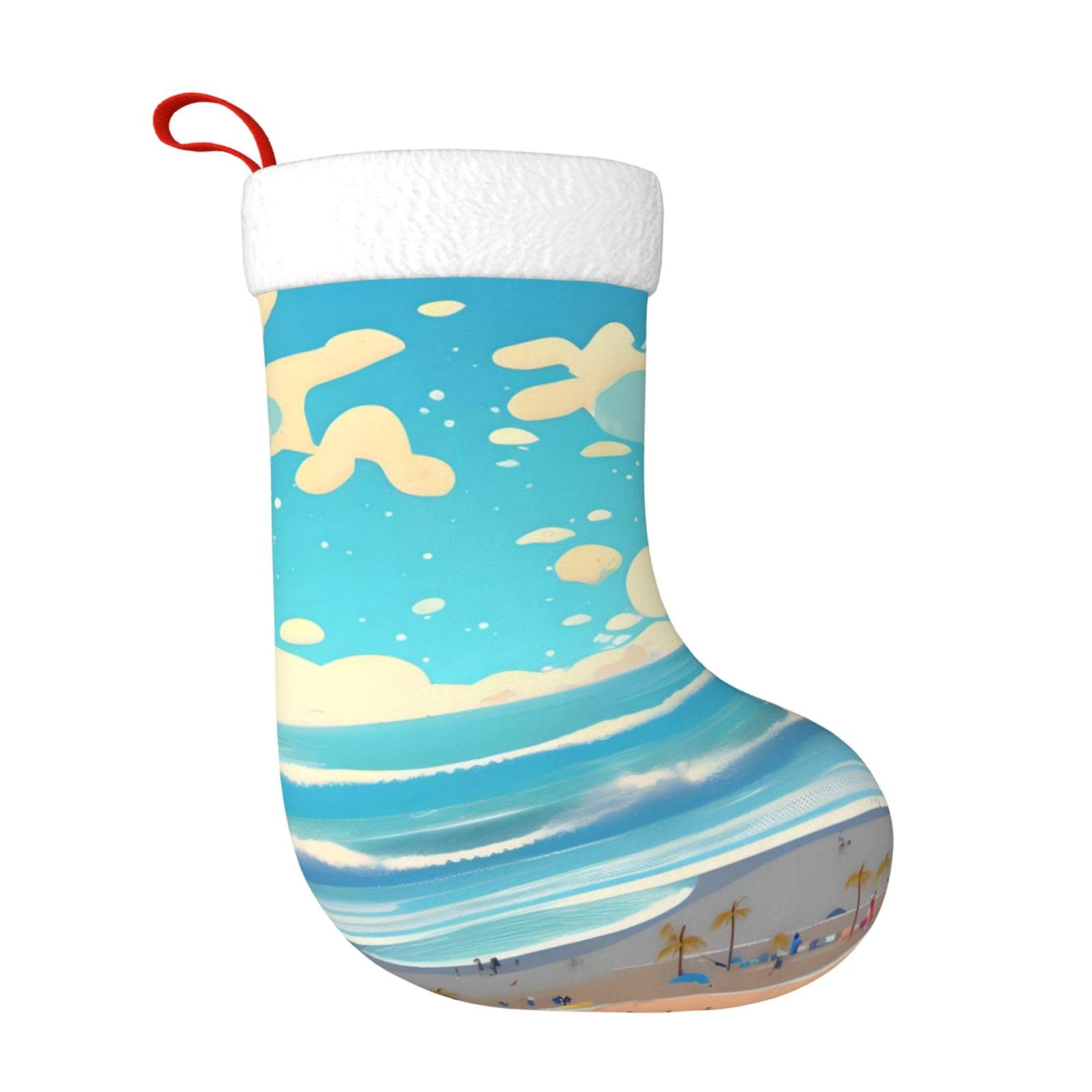 AthuAh Beach Cartoon Christmas Socks, Personalized Christmas Socks, Decorating Socks, Suitable