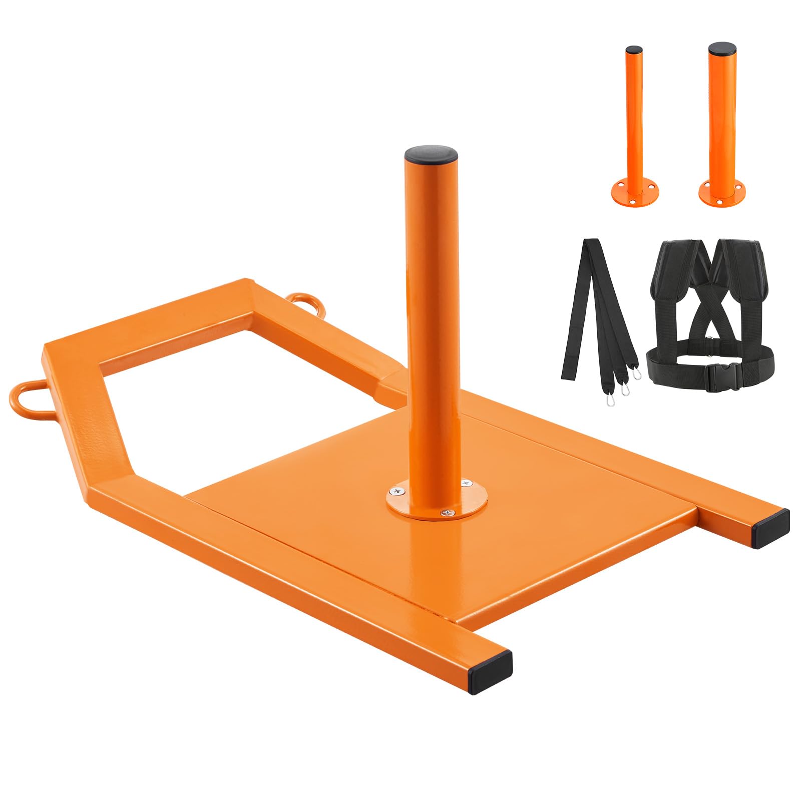 VEVOR Traîneau de Puissance Fitness, Traineau de Résistance en Acier, Équipement d'Entraînement de Force, de Vitesse et d’Explosivité, Convient aux Disques de Poids de 25 et 42 mm, Gym, Orange
