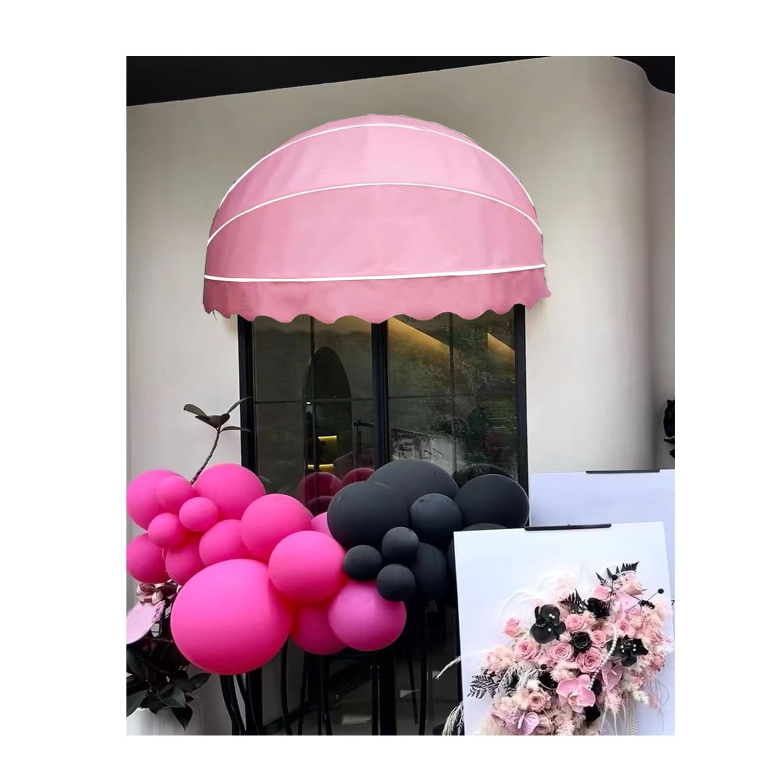 Auvent arqué imperméable anti-UV pliable pour porte-fenêtre et terrasse