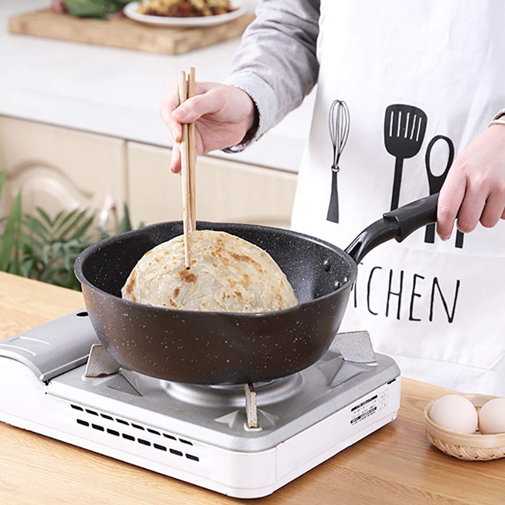 Wok z pokrywką, Wok - Patelnie do mieszania z czerwoną powłoką ceramiczną Crackle, Patelnia Wok z płaskim dnem, Wok kompatybilny z indukcją Nonstick
