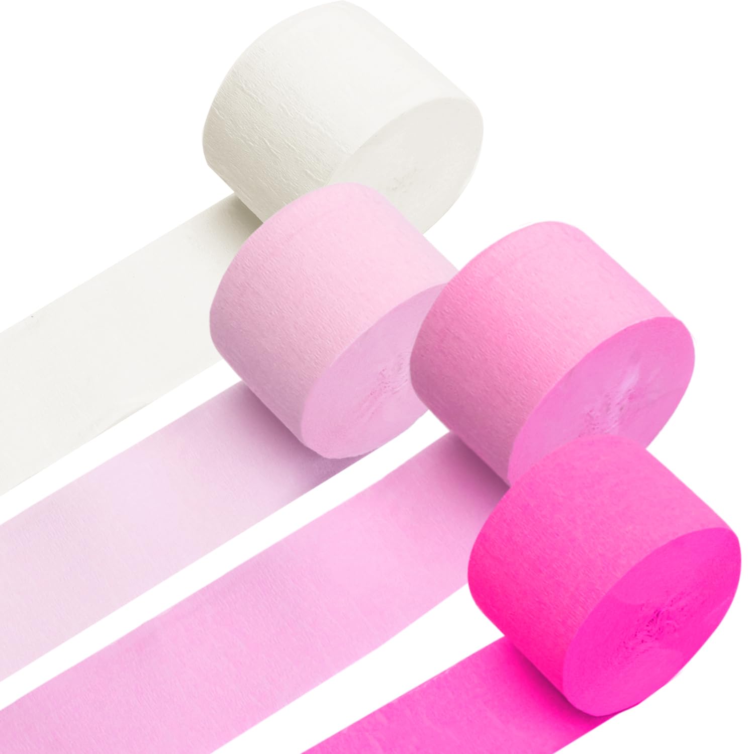 PIGETALE Pink Peach and White Crepe Paper Streamers 4 Rolls 328ft