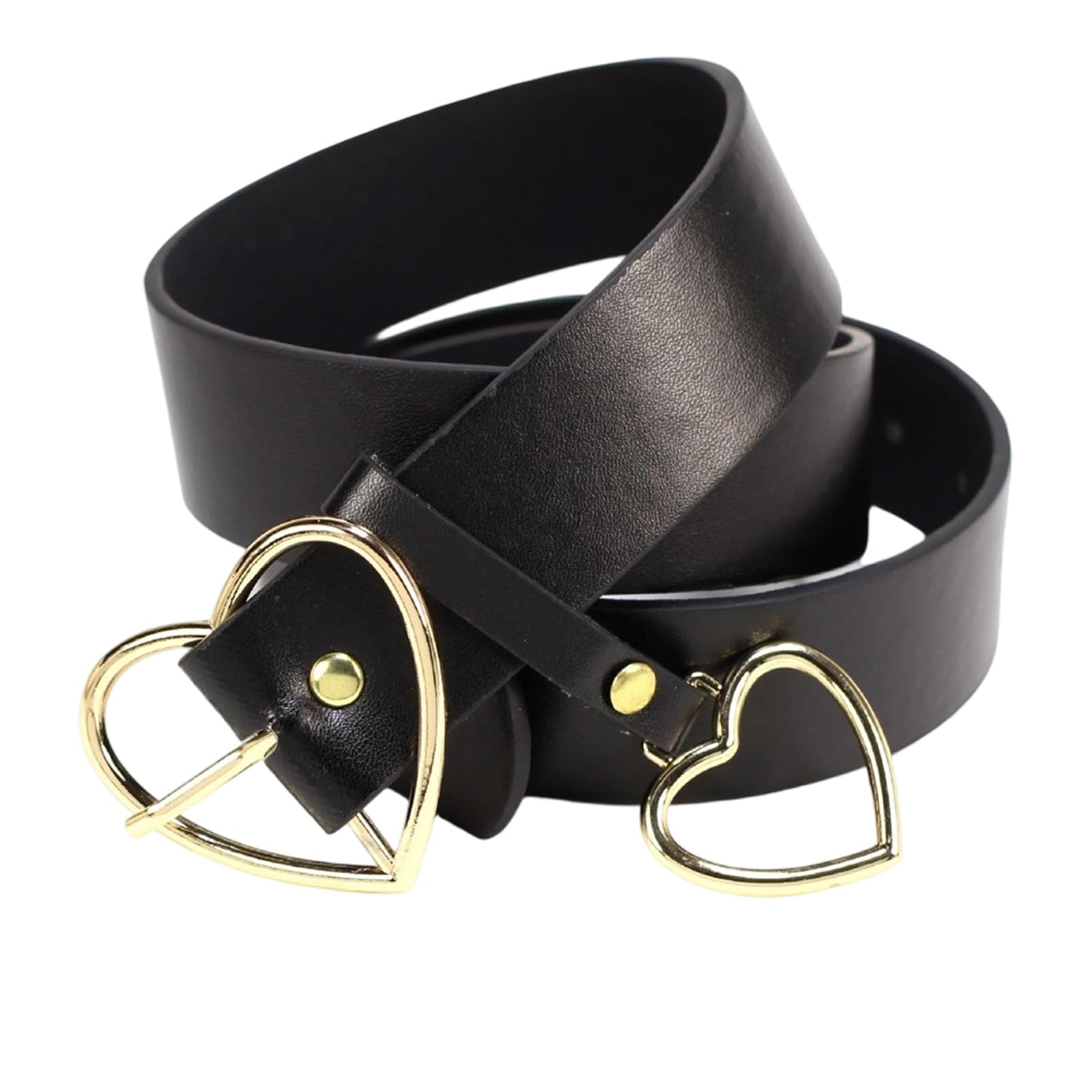 MICFENY Stylish Adjustable PU Leather Belts For Women Heart Shaped Buckles Alloys Rings Versatiles Daily Wear Fashion Waistband