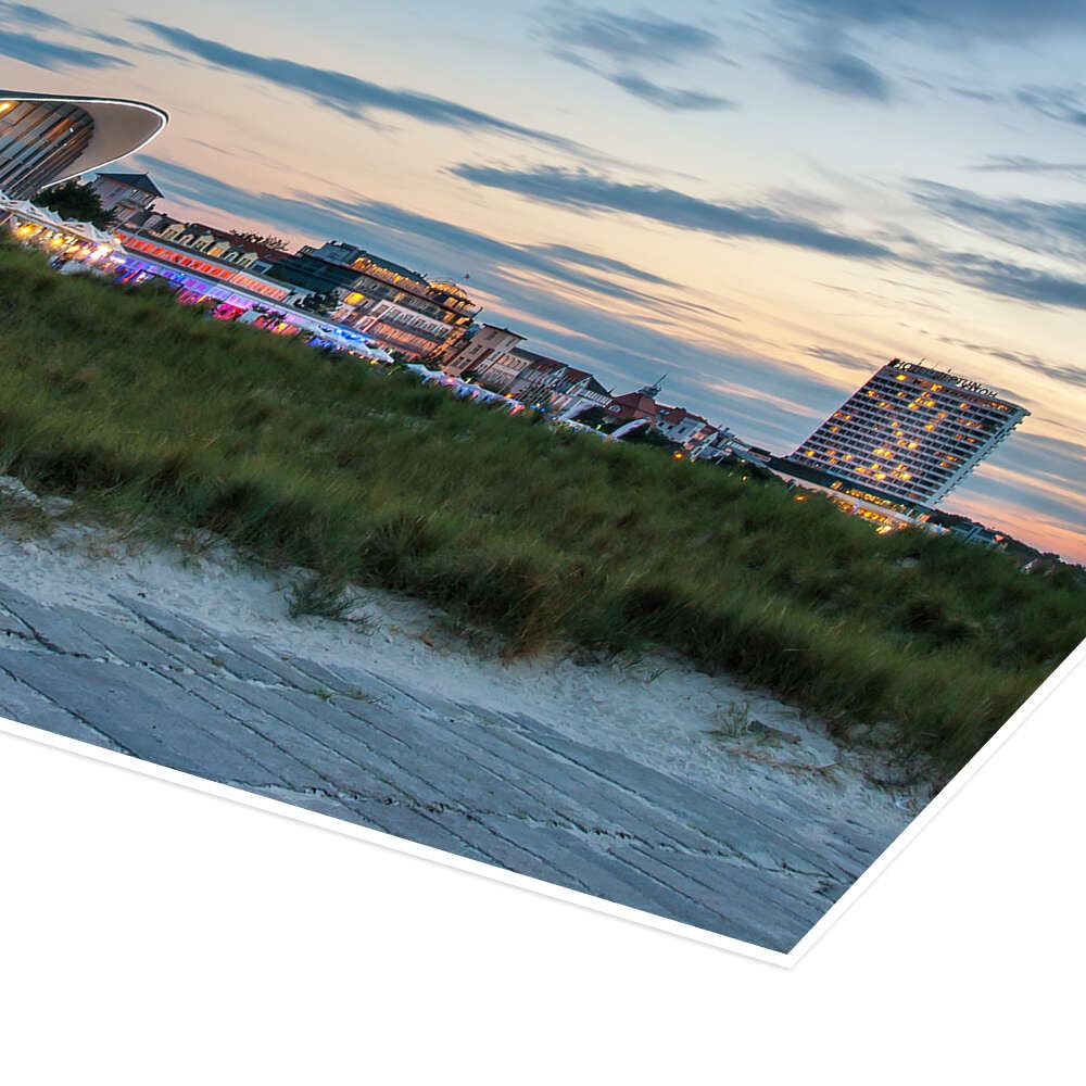 Panorama di Warnemünde Poster | 140 x 70 cm di Steffen Gierok Blu Quadri Decorazione per pareti