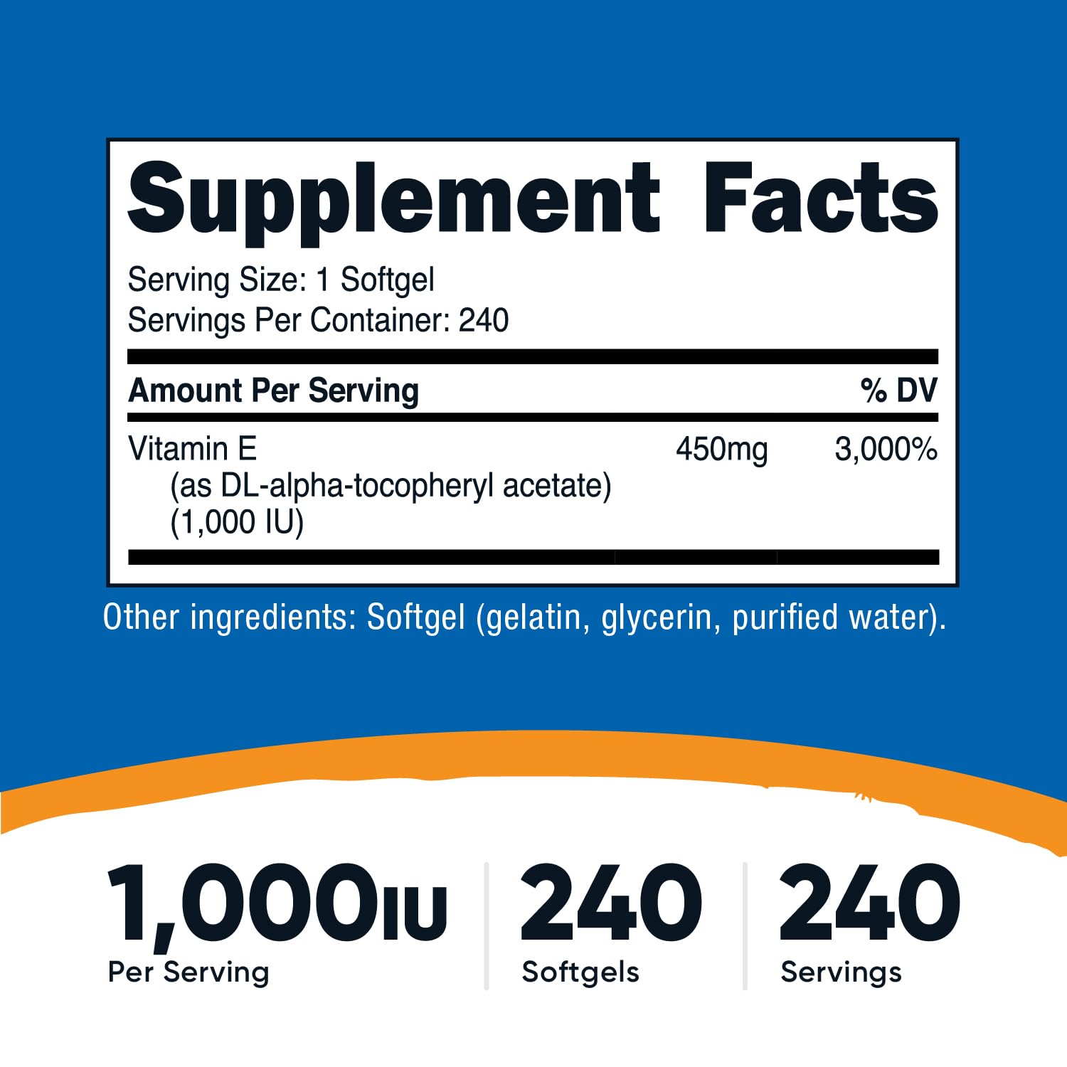 Nutricost Vitamin E 1,000 IU (450mg) 240 Softgels - GMO-Free, Gluten-Free — Amazon image 2