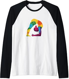 Yoga Scorpion Pose Woman Silhouette Tie-Dye Art Raglan Baseball Tee