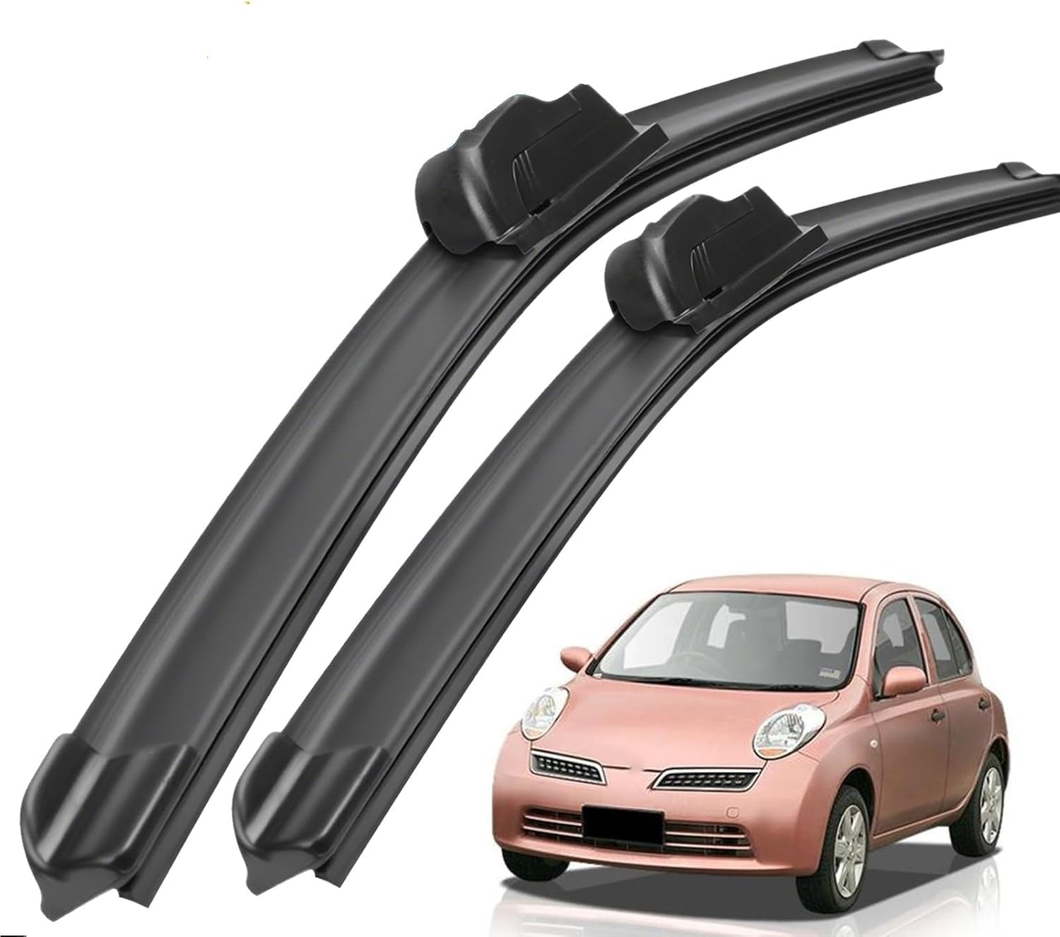 RESKIU Car Front Windshield Wiper Blade Set Replacement for Nissan Micra K12 2002-2010, All Season Windscreen Wipers Quiet Easy Installation