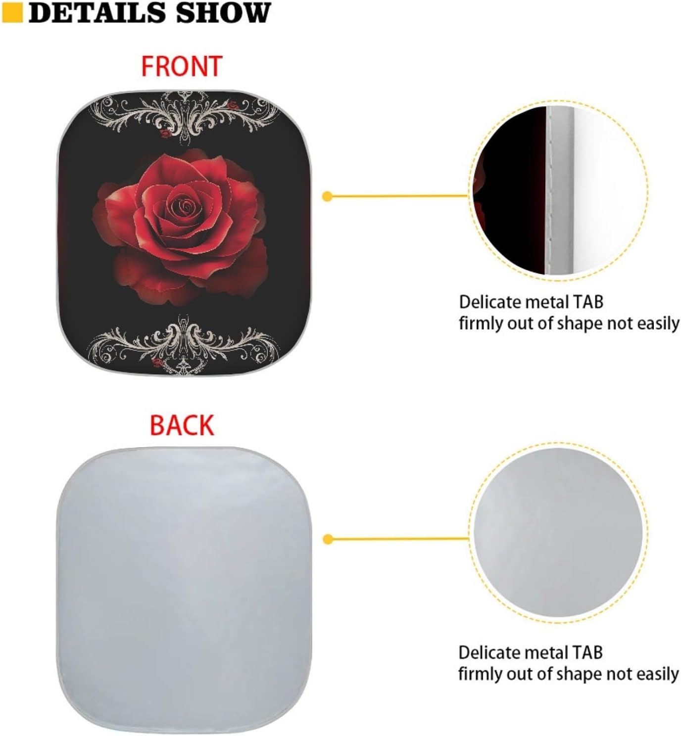 Red Rose 2-Piece Sun Shade for Car Window Sun Blocker Blocks 99% UV Rays Cool Car for Motor Vehicle Trucks Suvs