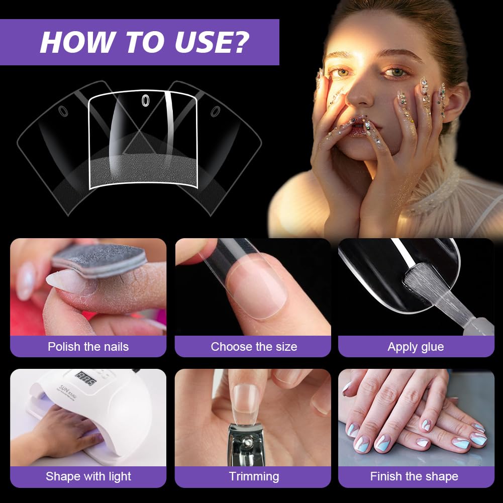 BUTBU Nail Tips, 600PCS Soft Gel Half Cover Nail-Tip, Press on Fase Artificial Nails Tips, Clear Acrylic Nails Tips, 12 Sizes NAIL Extensions Kit for DIY Manicure Nail Art Salon (Short French) - Image 4
