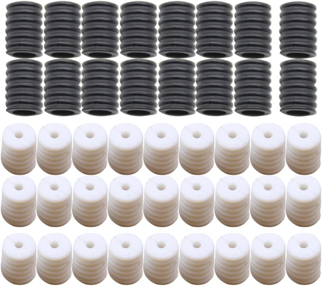 SEWACC 200pcs Silicone Anti-Slip Adjustable Buckle with Ear Protective Hook, Adjustable Design for Running and Climbing Training, Black and White Elastic Cord Tightener for DIY Cloth