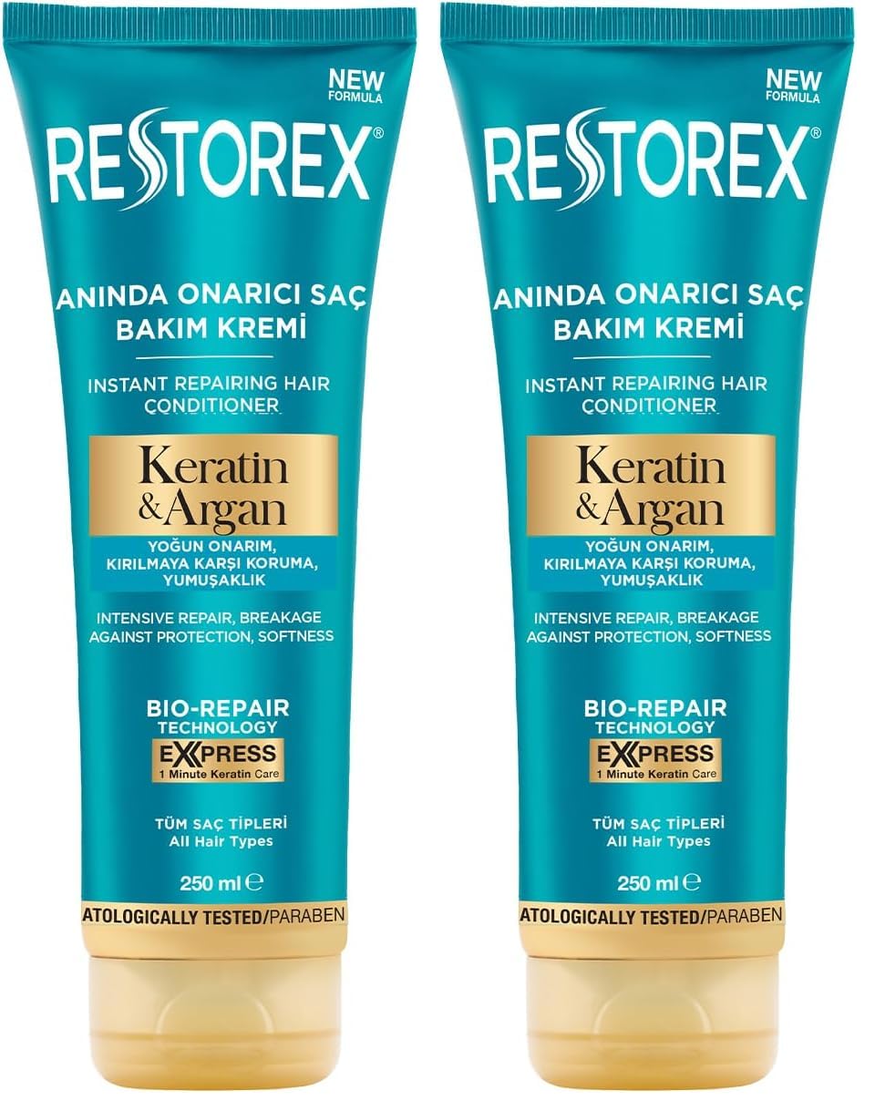 Restorex Keratin & Argan Onarıcı Saç Bakım Kremi 250 Ml - Yıpranmış Ve Hasar Görmüş Saçlar (2 paketi)