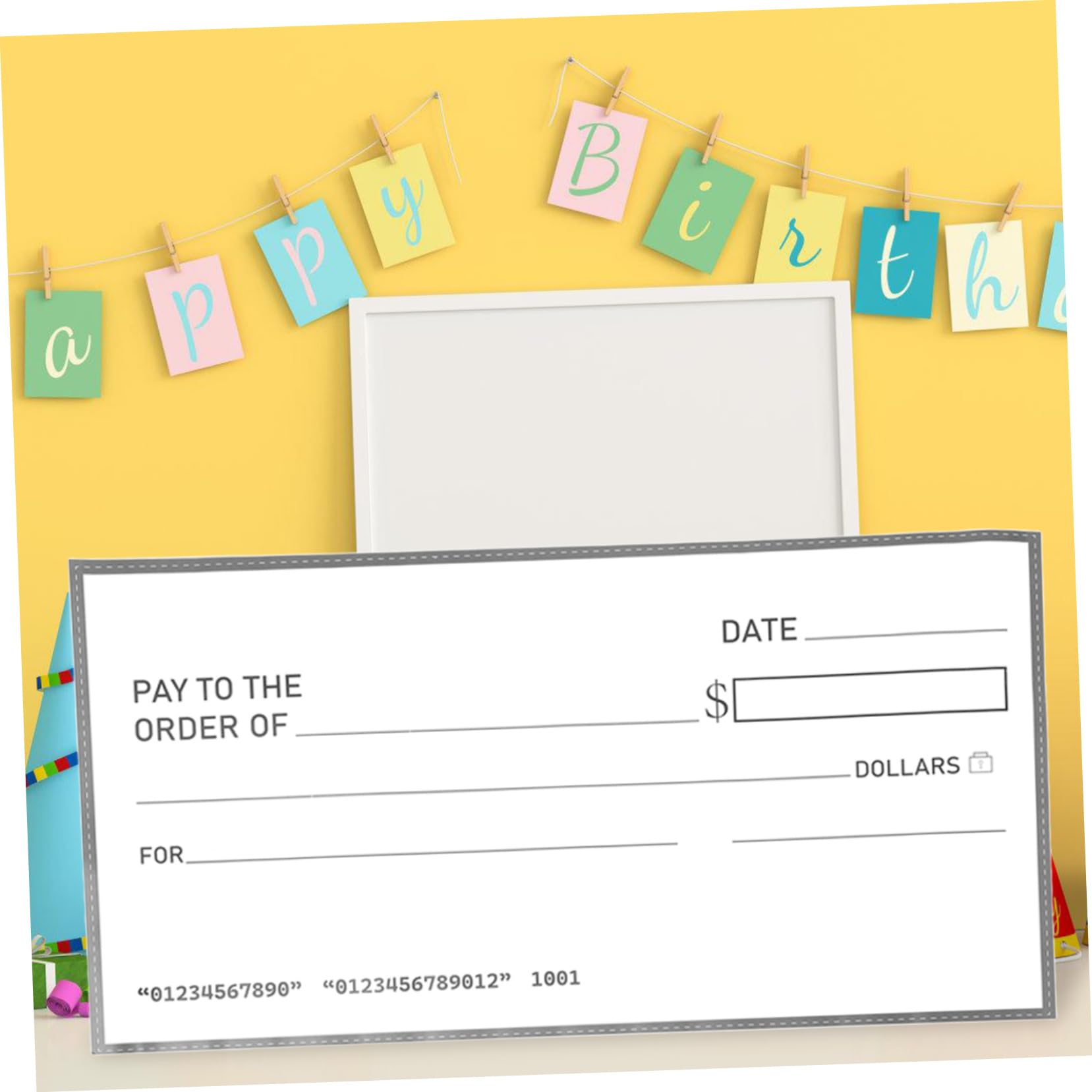 Uonlytech Faux Chèque Gros Chèques De Présentation Chèque Géant Gros Chèques Pour Les Présentations Panneau Effaçable à Sec Réutilisable Chèque Surdimensionné Papier Couché 300g Blanche