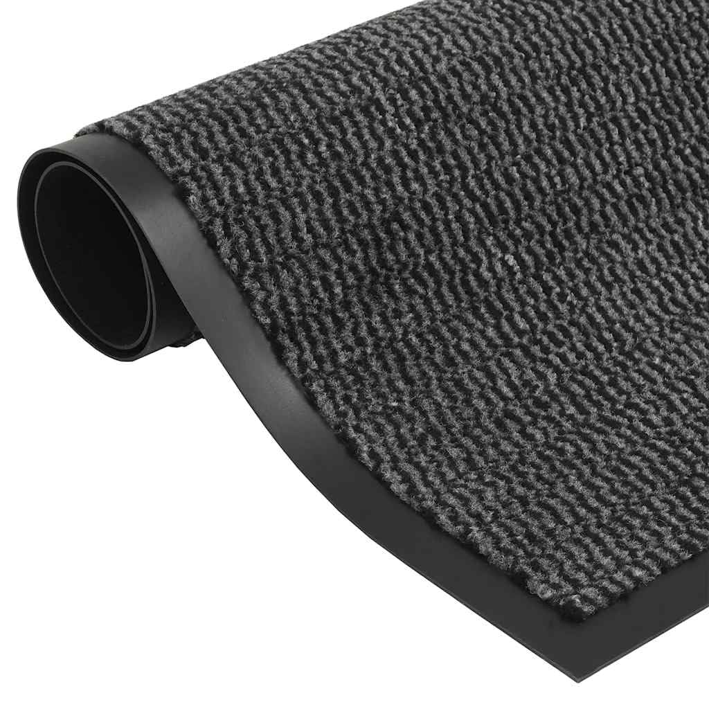 Lot de 2 Paillassons Rectangulaires 80 x 120 cm, Tapis d'Entrée en Polypropylène Tufté Antidérapant pour Maison et Bureau, Coloris Anthracite Robuste et Facile à Nettoyer