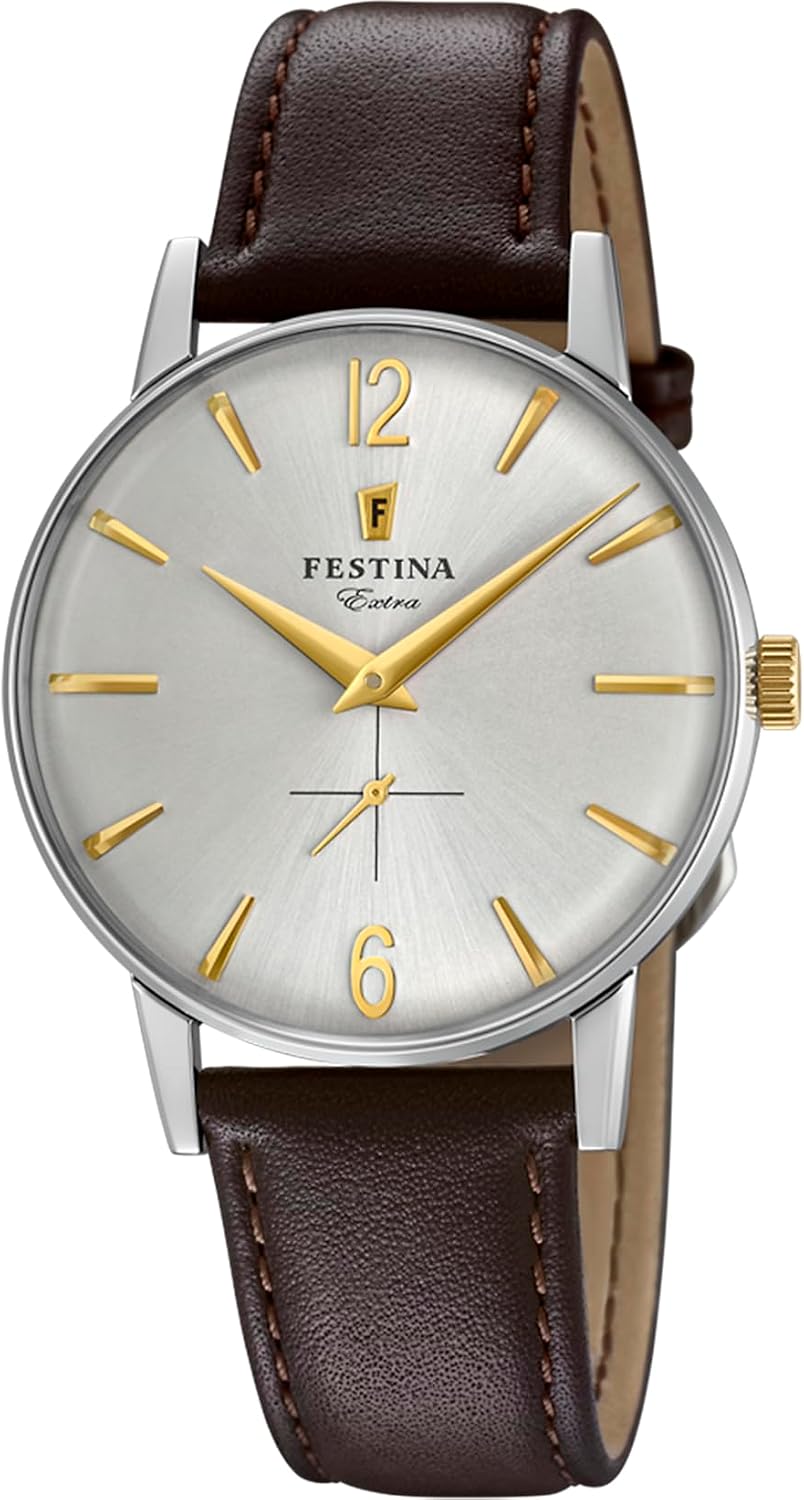 Festina Montre Homme Analogique en Cuir Marron - Mouvement Quartz - Montres Homme - Élégante F20248/2 Special Prices : Festina