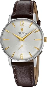 Festina Reloj Analógico Hombre de Cuero - Movimiento de Cuarzo - Reloj Hombre - Estilo Vintage y Elegante F20248 - Special Prices