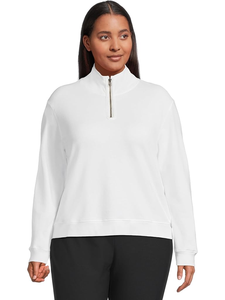 White Mod-o-doc Long Sleeve Half-zip Funnel Neck Sweatshirt