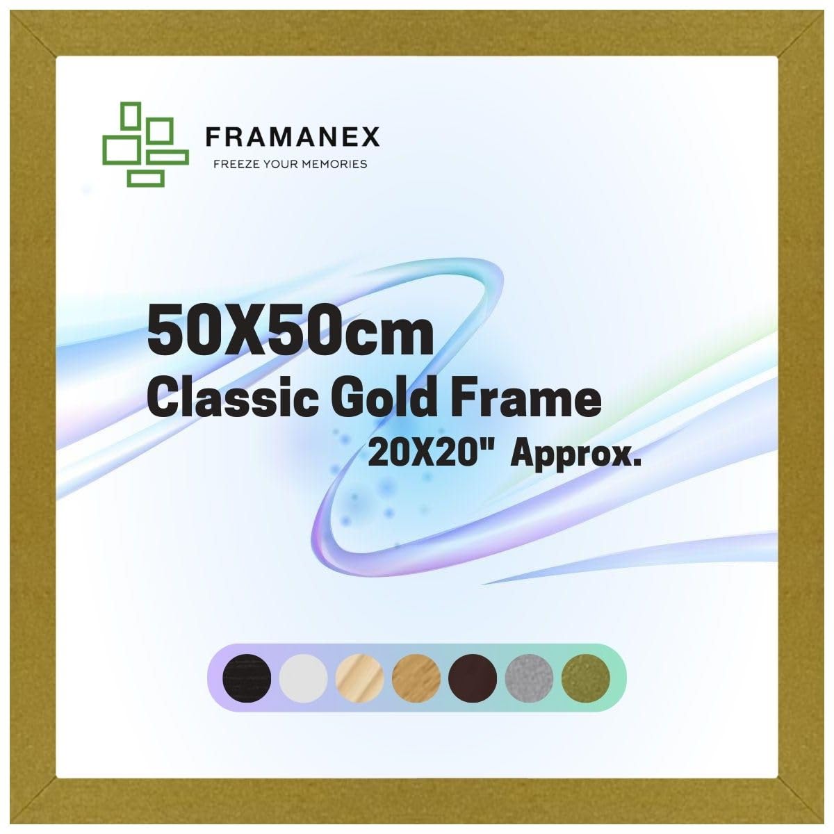 FRAMANEX Modern Dome Shape Frames | Gold Colour 50X50 CM Picture Photo Poster Frames | 50X50 CM Square Picture Frame | Beautify Your Walls with SD Mold Wood Finish Photo Frame โ image 1