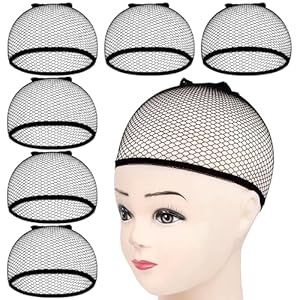 MORGLES Wig Cap, 6pcs Mesh Net Wig Caps Weaving Hair Net for Wig Close End Fishnet Wig Caps for Women, Black