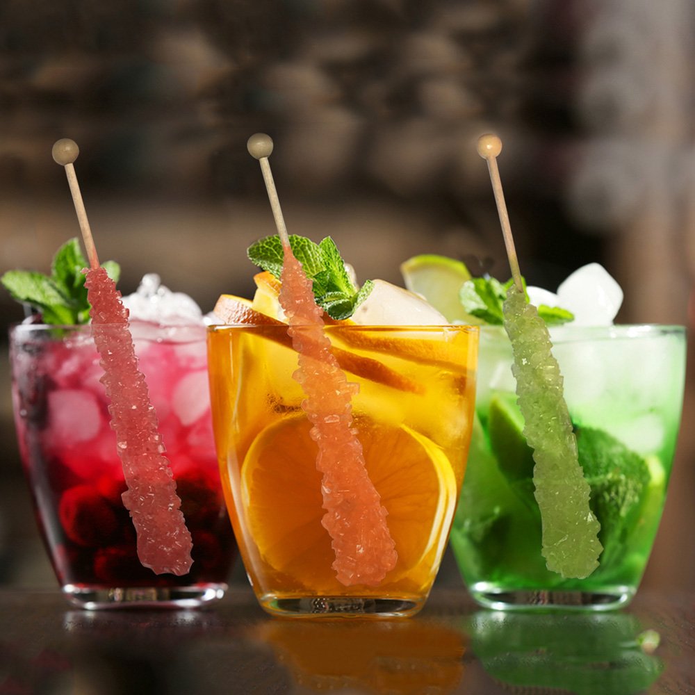 Extra Large Rock Candy Sticks: 36 Orange - Individually Wrapped - Crystal Rock Candy Sticks for Candy Buffet, Party Favors, Birthdays, Weddings, Receptions, Bridal and Baby Showers