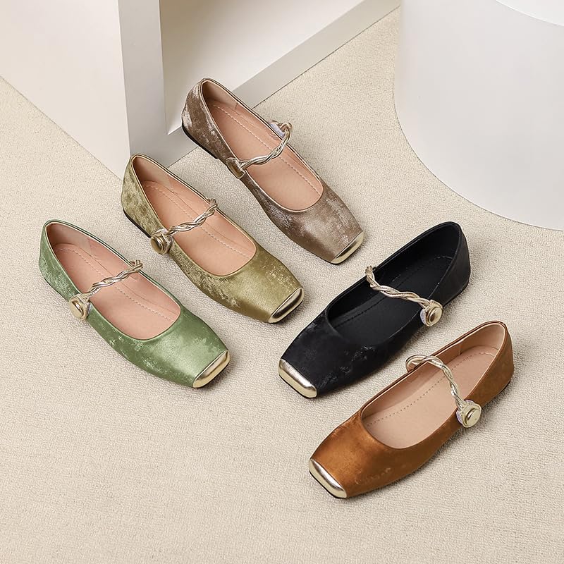 Flats for Women Dressy Square Toe Mary Jane Shoes Casual Buckle Strap Ballet Flats Comfortable Slip on Dress Shoes 20252
