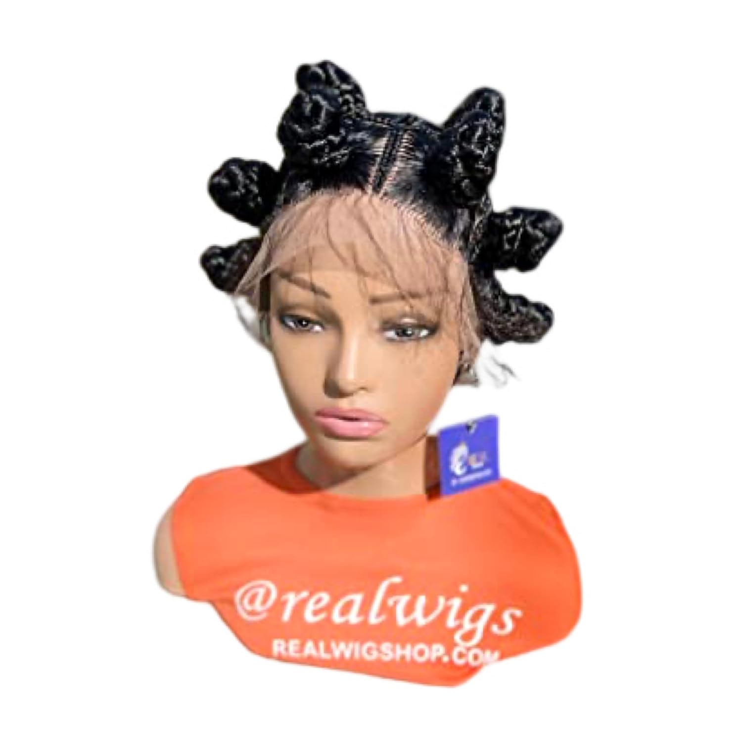 RealWigs Bantu knots Wig. Knotless Box Braids Wigs Embroidery Full Lace Box Braided Lace Front Wigs Pre Plucked with Baby Hair Triangle Part Braided Lace Synthetic Wigs for Women